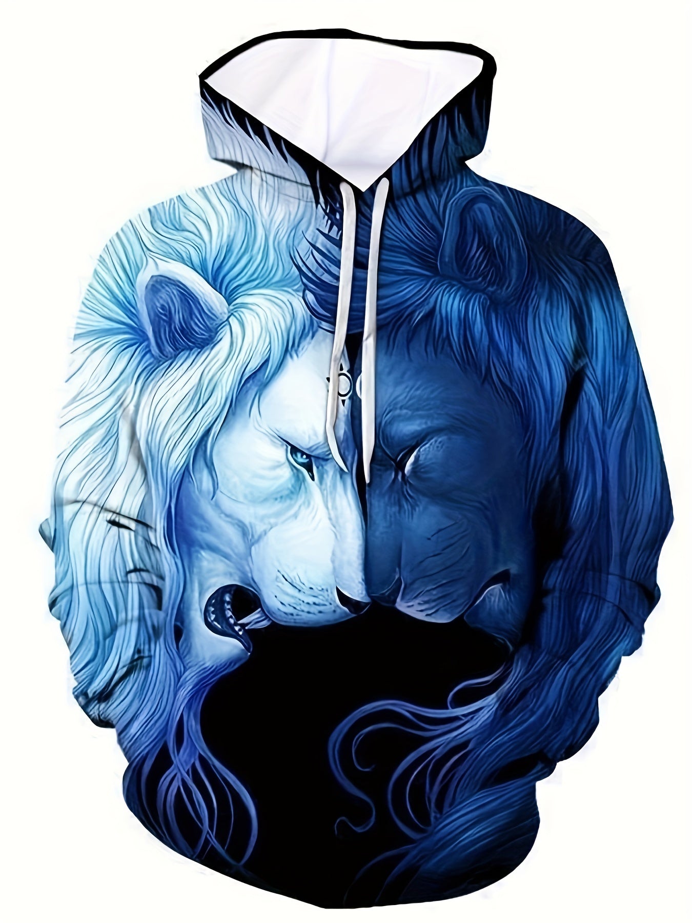 Men 3d lion store print hooded sweatshirt