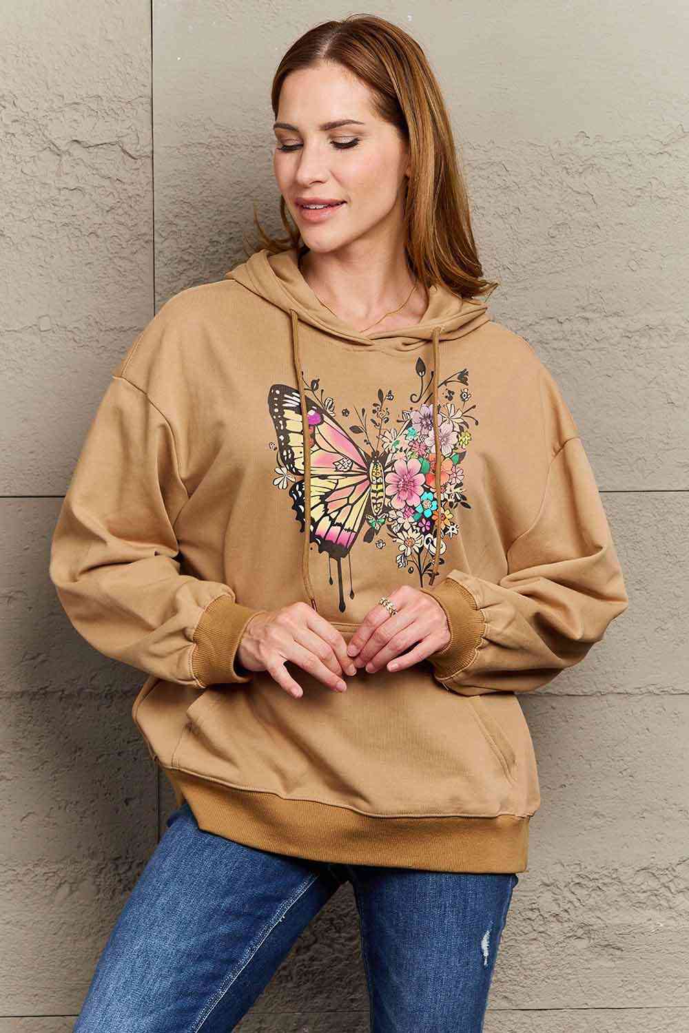 Embroidered butterfly hoodie sale