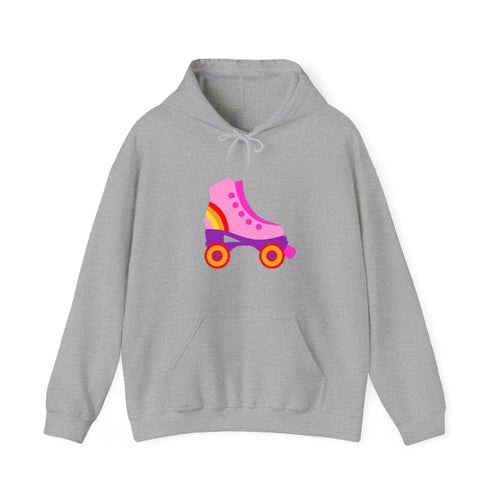 Retro 80s Roller Skate Pink Hooded Sweatshirt