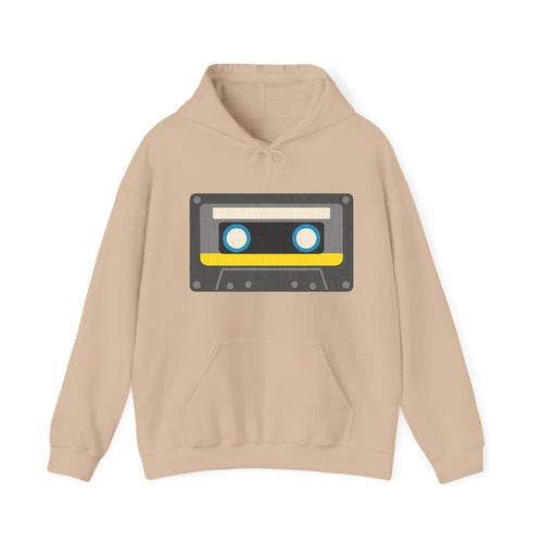 Retro 80s Cassette Black Hooded Sweatshirt