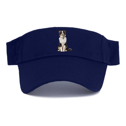 Attentive Australian Shepherd sitting upright Hat