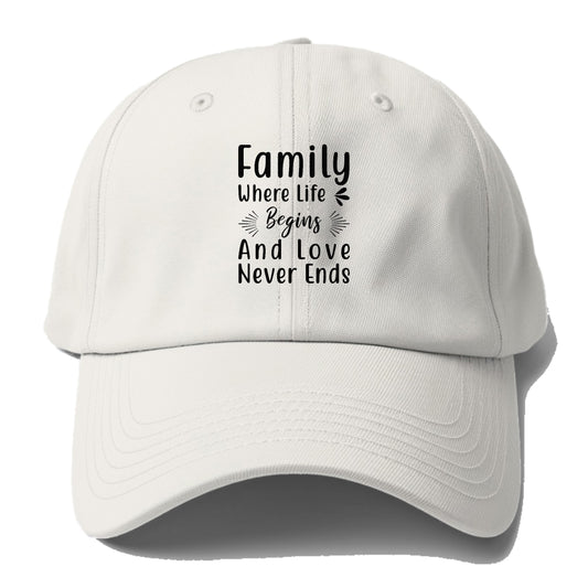 Family where life begins and love never ends Hat