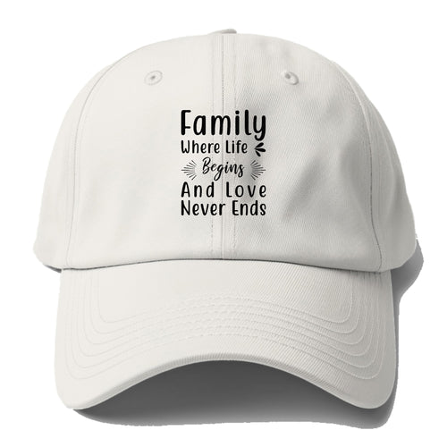 Family Where Life Begins And Love Never Ends Baseball Cap For Big Heads