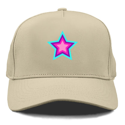 Retro 80s Star Rainbow Blue Hat