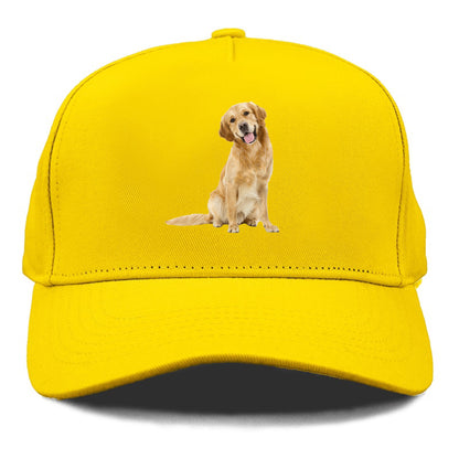 Joyful golden retriever with a radiant smile Hat