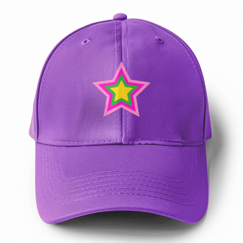 Retro 80s Star Rainbow Pink Hat