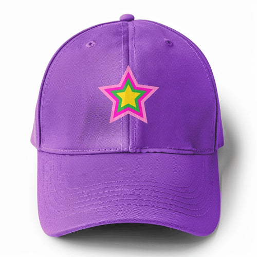 Retro 80s Star Rainbow Pink Solid Color Baseball Cap