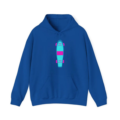 Retro 80s Long Board Blue Hooded Sweatshirt