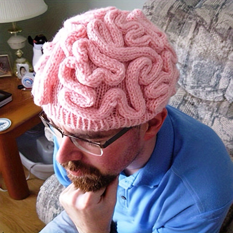 Pandaize Funny Brain Bucket Hat Trendy Hip Hop Unisex Knit Hats Elastic Skull Cap Warm Beanies
