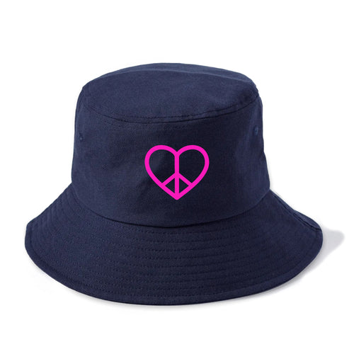 Retro 80s Heart Peace Sign Bucket Hat