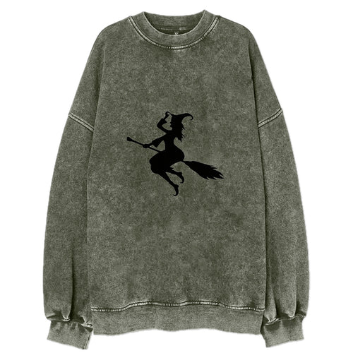 Enchanting Witch On Broom Hat (limited Edition) Vintage Sweatshirt