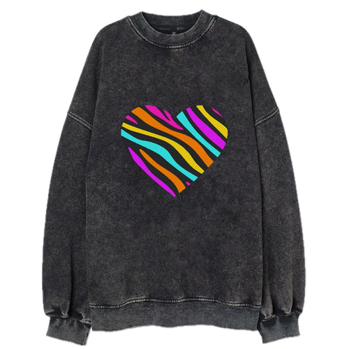 Retro 80s Heart Zebra Print Vintage Sweatshirt