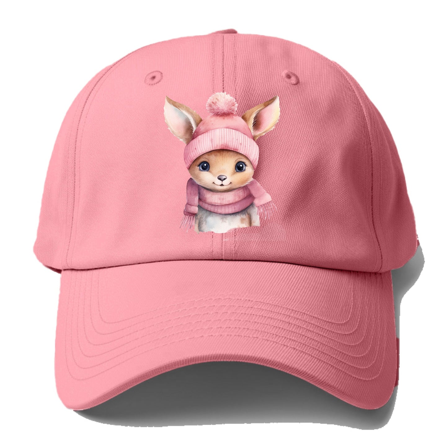 baby deer wearing pink beanie Hat