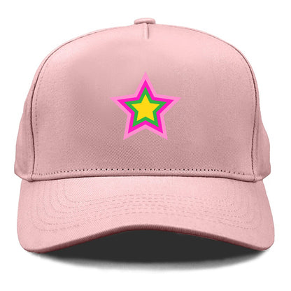 Retro 80s Star Rainbow Pink Hat