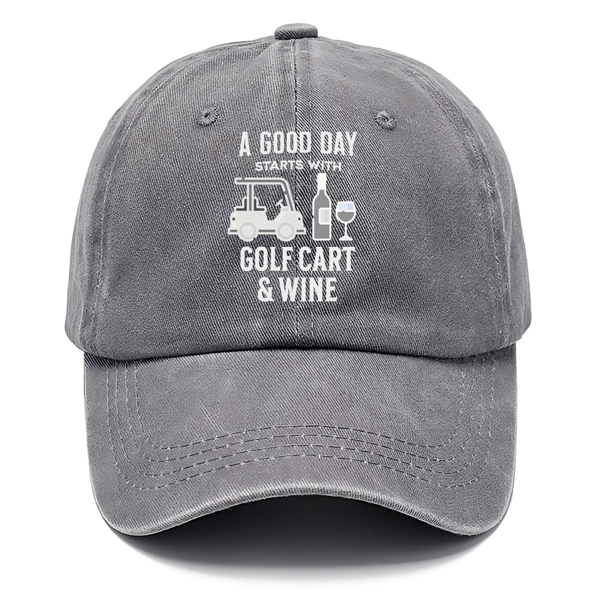 a good day starts with golf cart & wine Hat