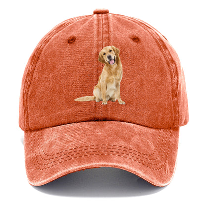 Joyful golden retriever with a radiant smile Hat