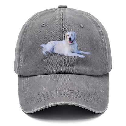 White Golden Retriever Laying Down Classic Cap