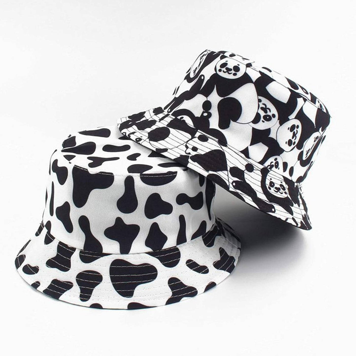 Pandaize Sombrero de cubo reversible con estampado unisex de doble cara 