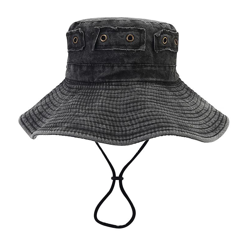 Sombrero de Sol de ala Ancha Lavado Vintage con Parche de Hebilla de Cobre para Hombres y Mujeres, Pesca de Senderismo en la Selva al Aire Libre