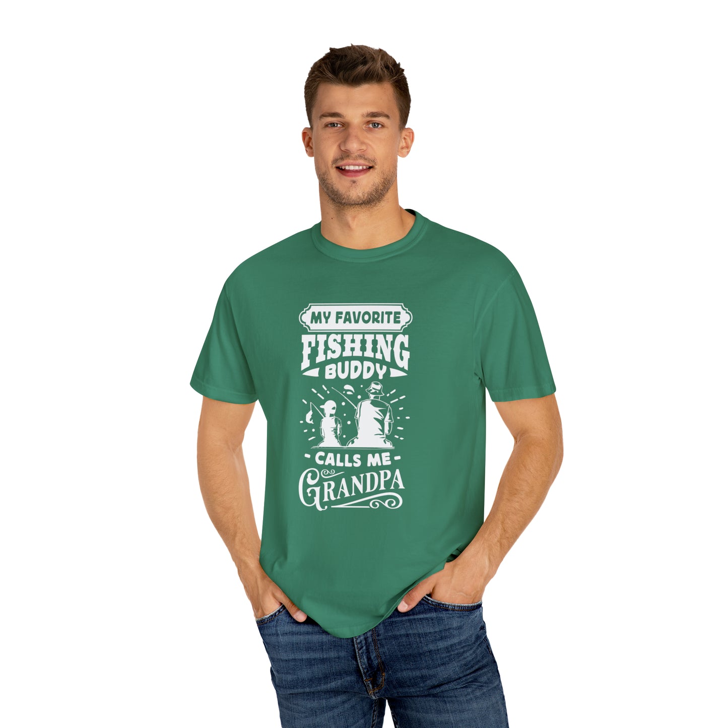 "Cherished Fishing Companion: Embraced as Grandpa" T-Shirt