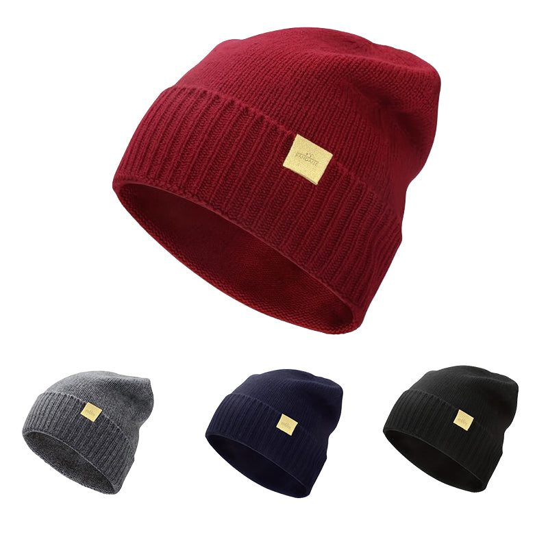 Pandaize Gorro de punto de lana merino premium | Gorra unisex de color sólido para invierno