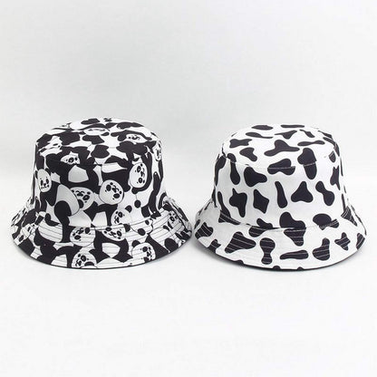 Pandaize Sombrero de cubo reversible con estampado unisex de doble cara 