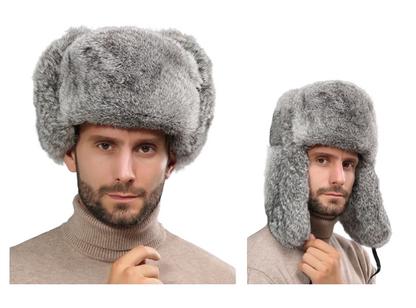 Pandaize Gorro de Invierno de Piel de Conejo - Gorro de algodón con protección térmica para los oídos para Exteriores Engrosado