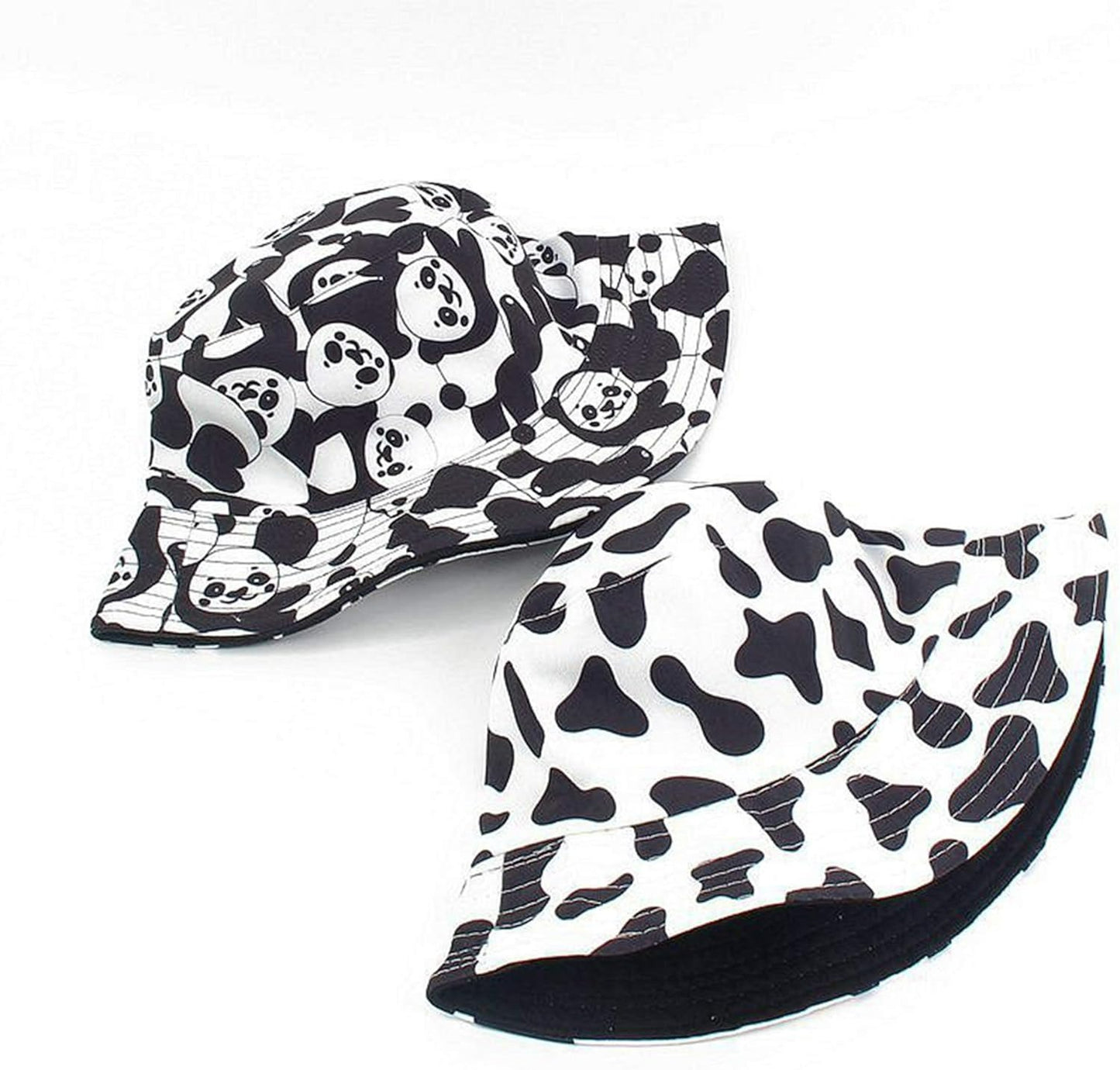 Pandaize Sombrero de cubo reversible con estampado unisex de doble cara 