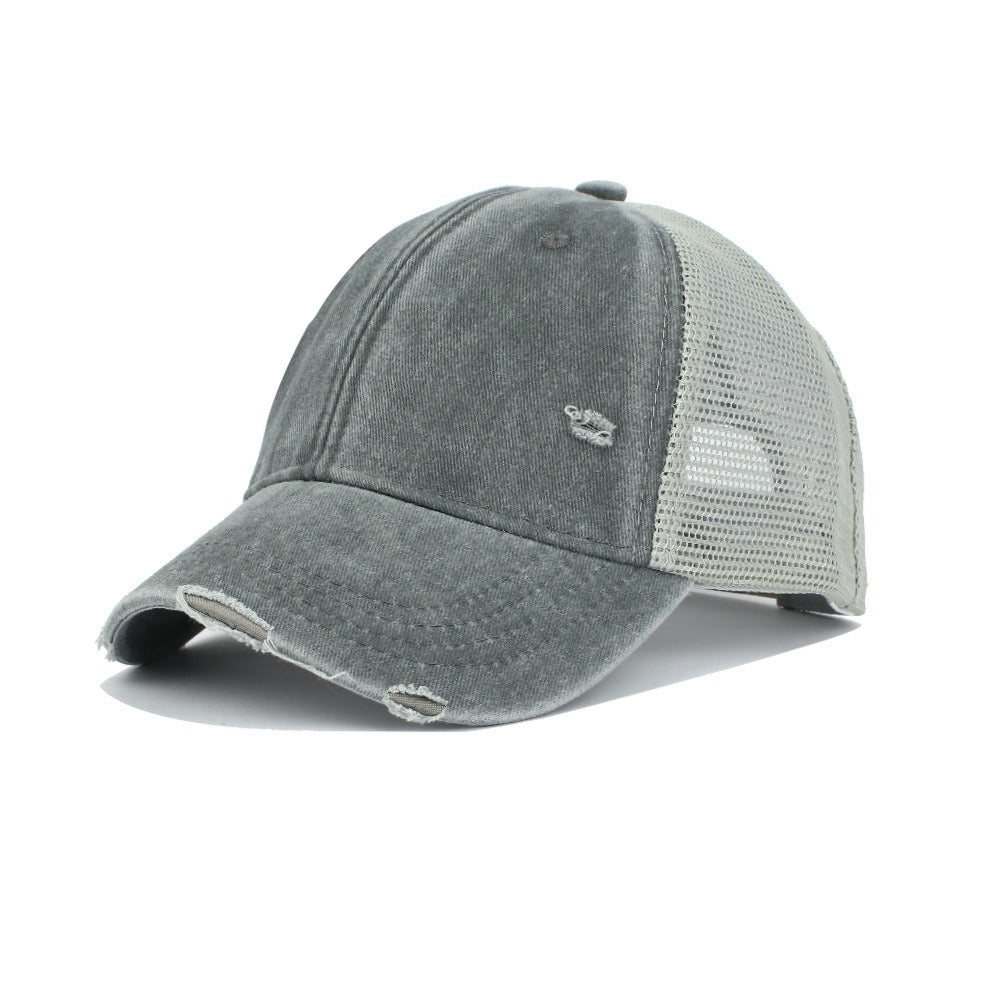 Gorra de béisbol lavada envejecida unisex: gorra de protección solar transpirable de verano, nuevo diseño informal de malla hueca