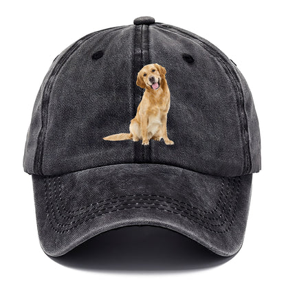 Joyful golden retriever with a radiant smile Hat