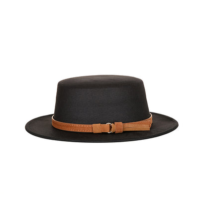 Sombrero de ala plana con parte superior plana - Elegancia vintage