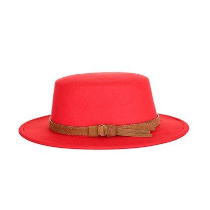 Sombrero de ala plana con parte superior plana - Elegancia vintage