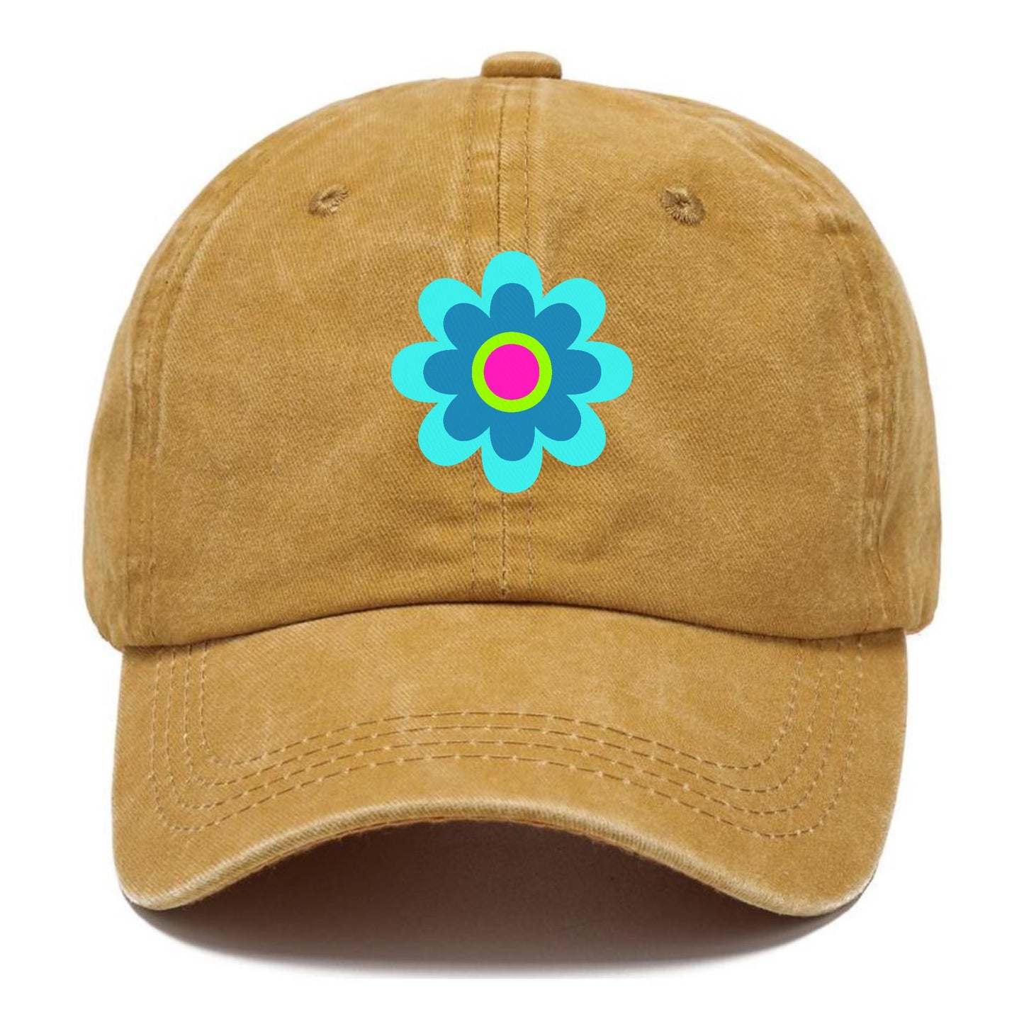 Retro 80s Flower Blue Hat