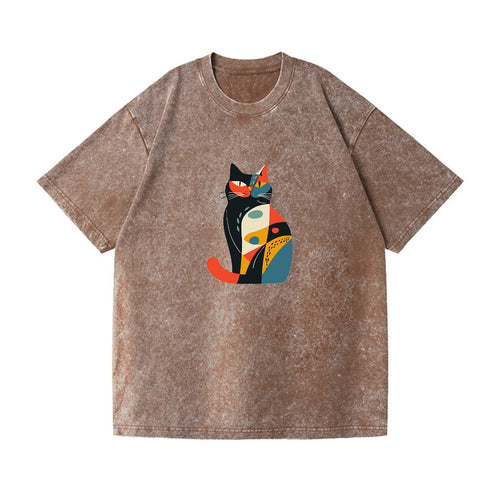 Abstract Elegance Colorful Cat Vintage T-shirt