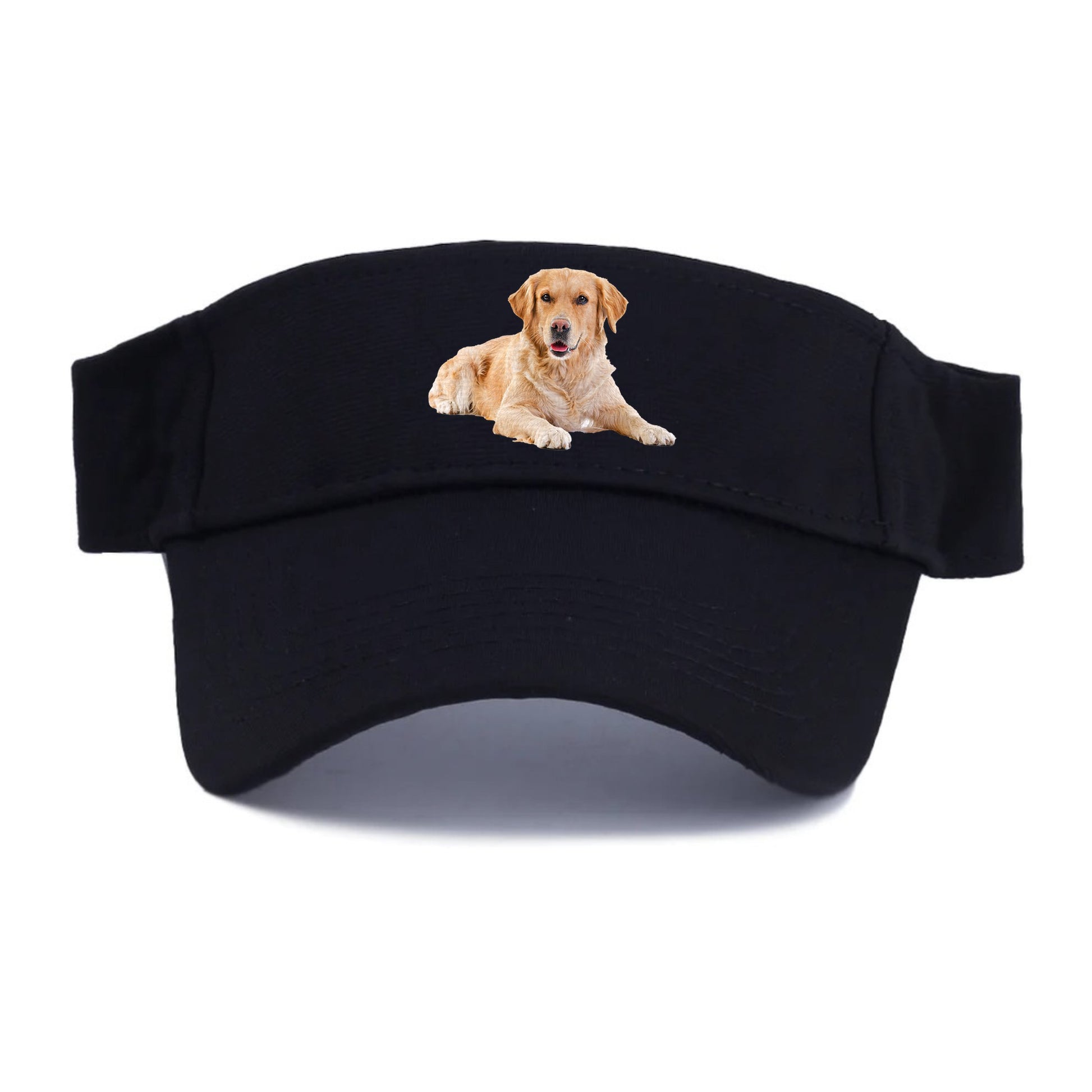 Golden Retriever laying dow Hat