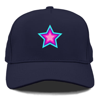 Retro 80s Star Rainbow Blue Hat