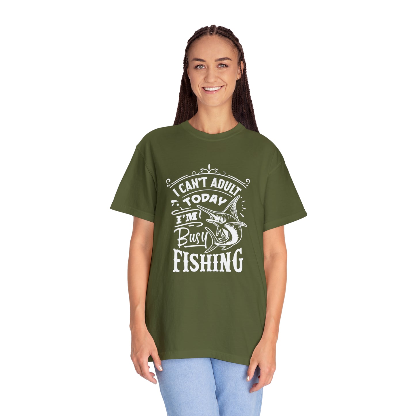 Camiseta "Hoy no soy adulto, estoy ocupado pescando"