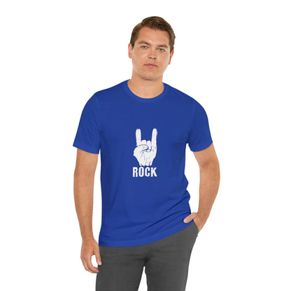 Camiseta blanca Hand Horn Rock N Roll - Camiseta de manga corta