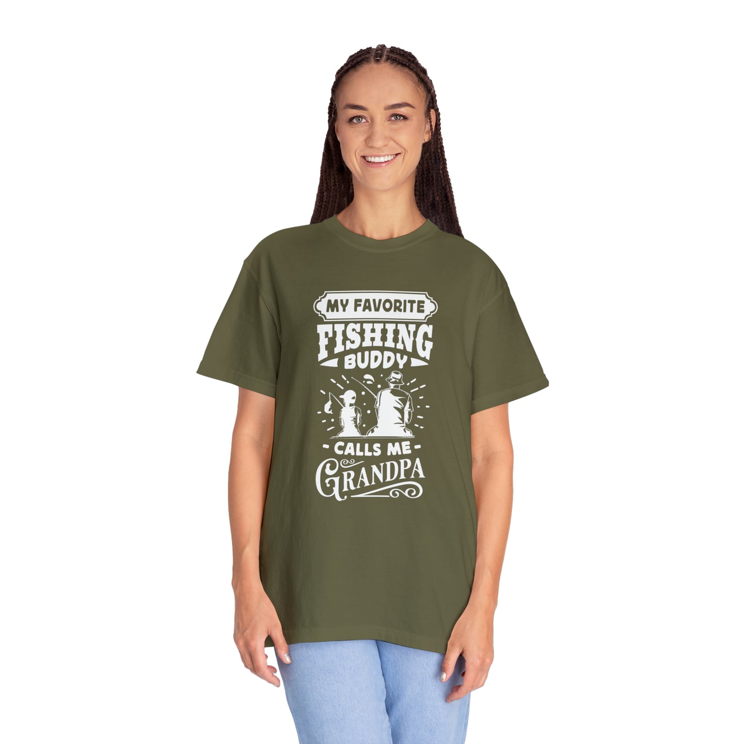 "Cherished Fishing Companion: Embraced as Grandpa" T-Shirt