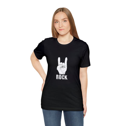 Camiseta blanca Hand Horn Rock N Roll - Camiseta de manga corta