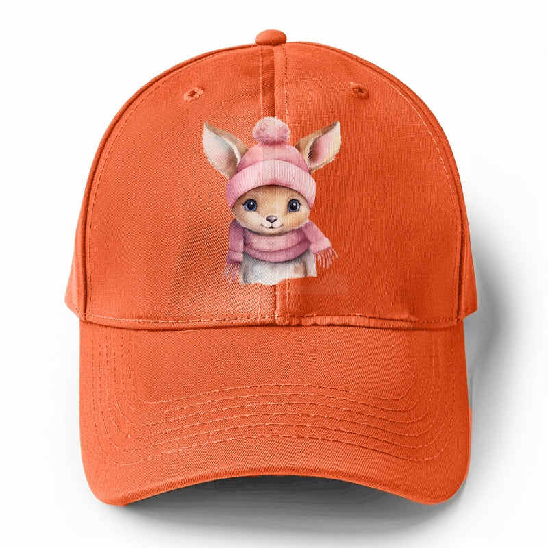 baby deer wearing pink beanie Hat