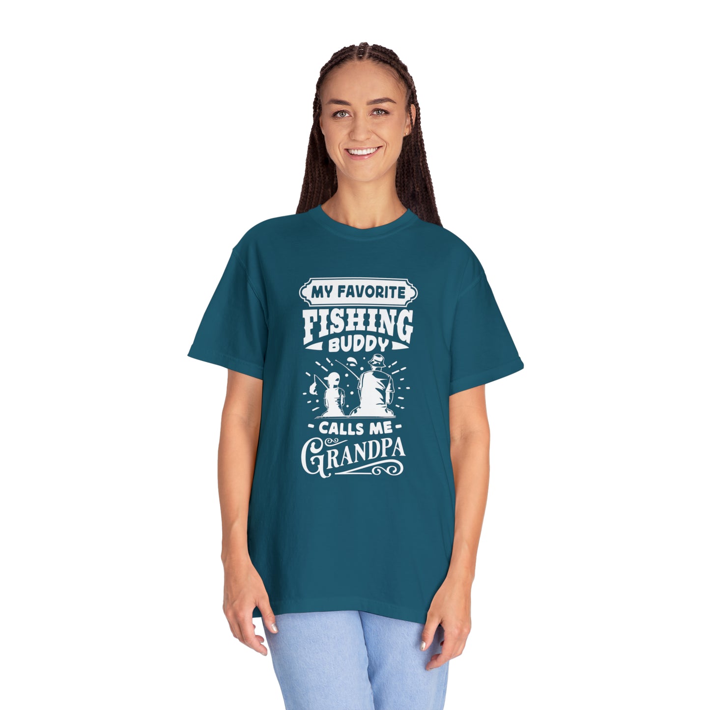 "Cherished Fishing Companion: Embraced as Grandpa" T-Shirt