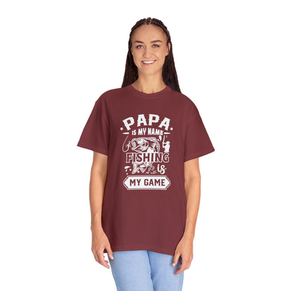 「Papa is My Name, Fishing is My Game」T シャツで釣りを楽しもう