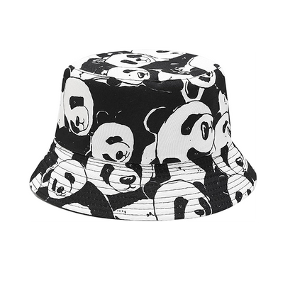 Pandaize Sombrero de cubo reversible con estampado unisex de doble cara 