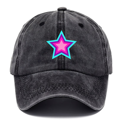 Retro 80s Star Rainbow Blue Hat