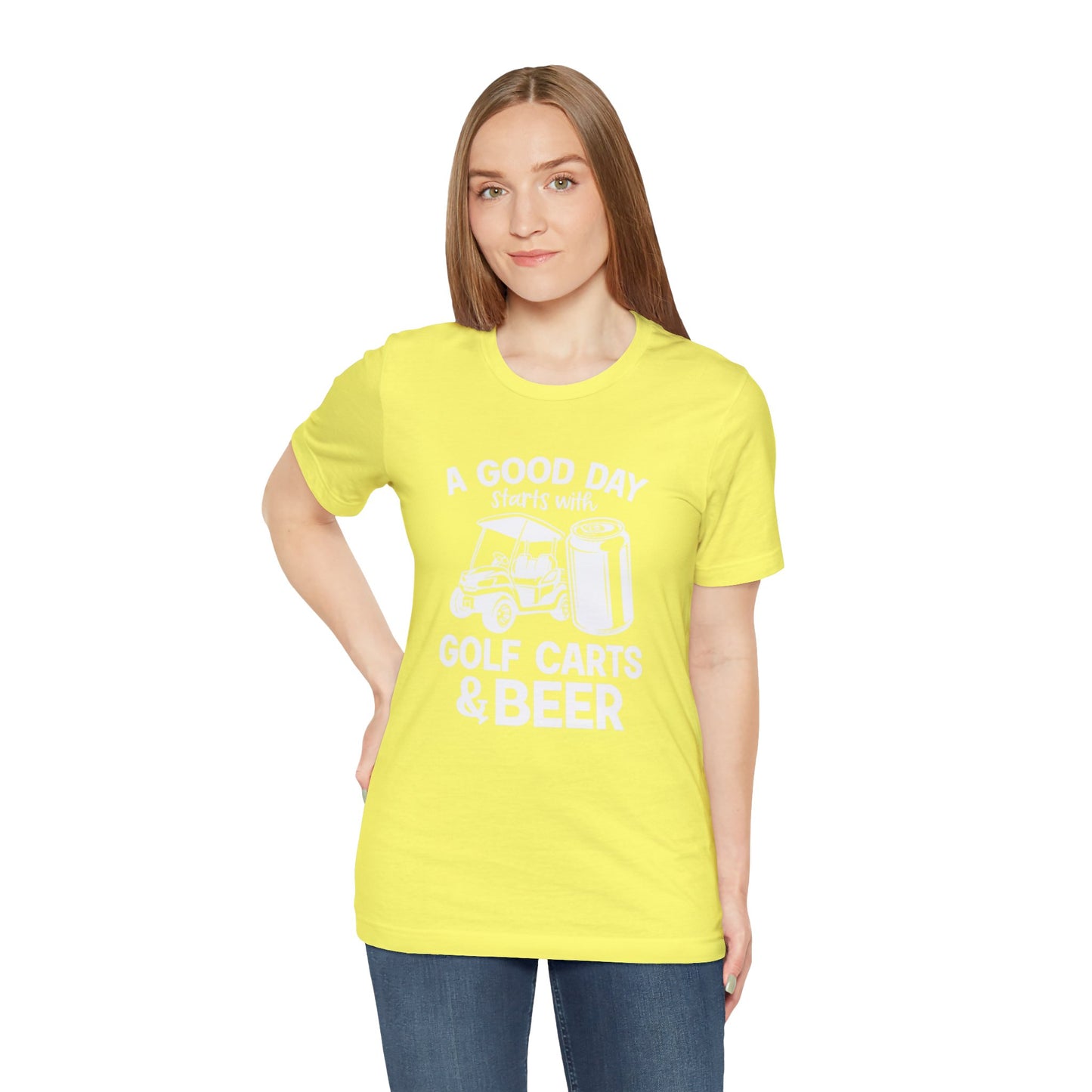 A Good Day Starts With Golf Carts And Beer T-Shirt - Short Sleeve Tee