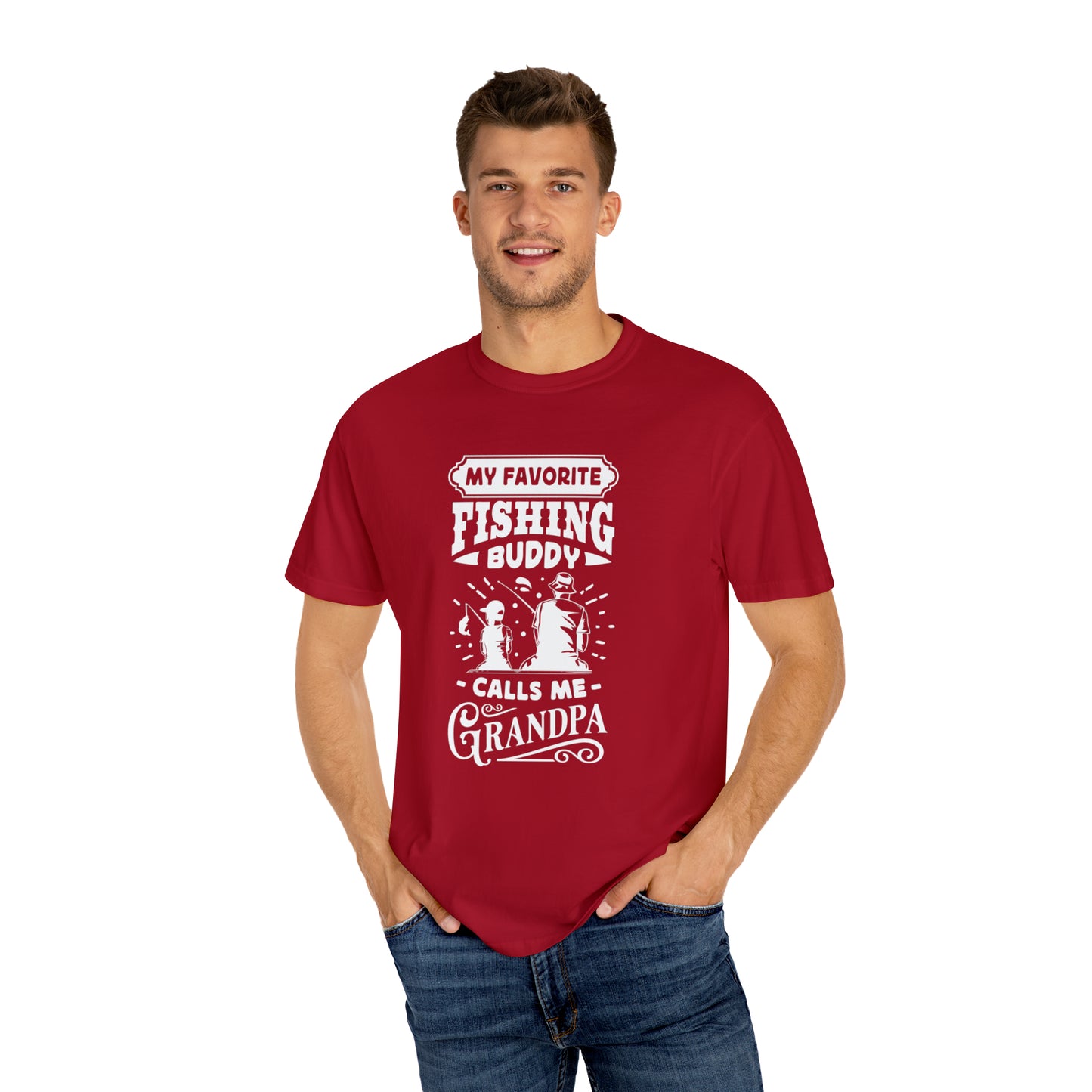 "Cherished Fishing Companion: Embraced as Grandpa" T-Shirt