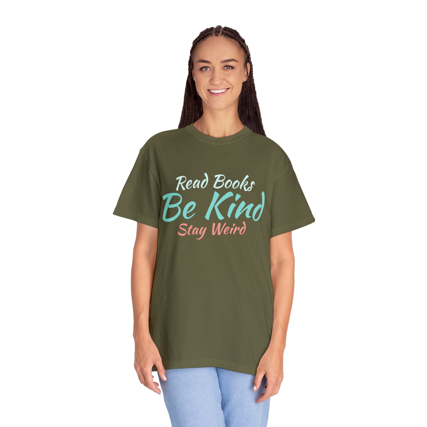 Quirky Wisdom: Embrace Individuality with the 'Read Books, Be Kind, Stay Weird' Unisex Heavy Cotton Tee