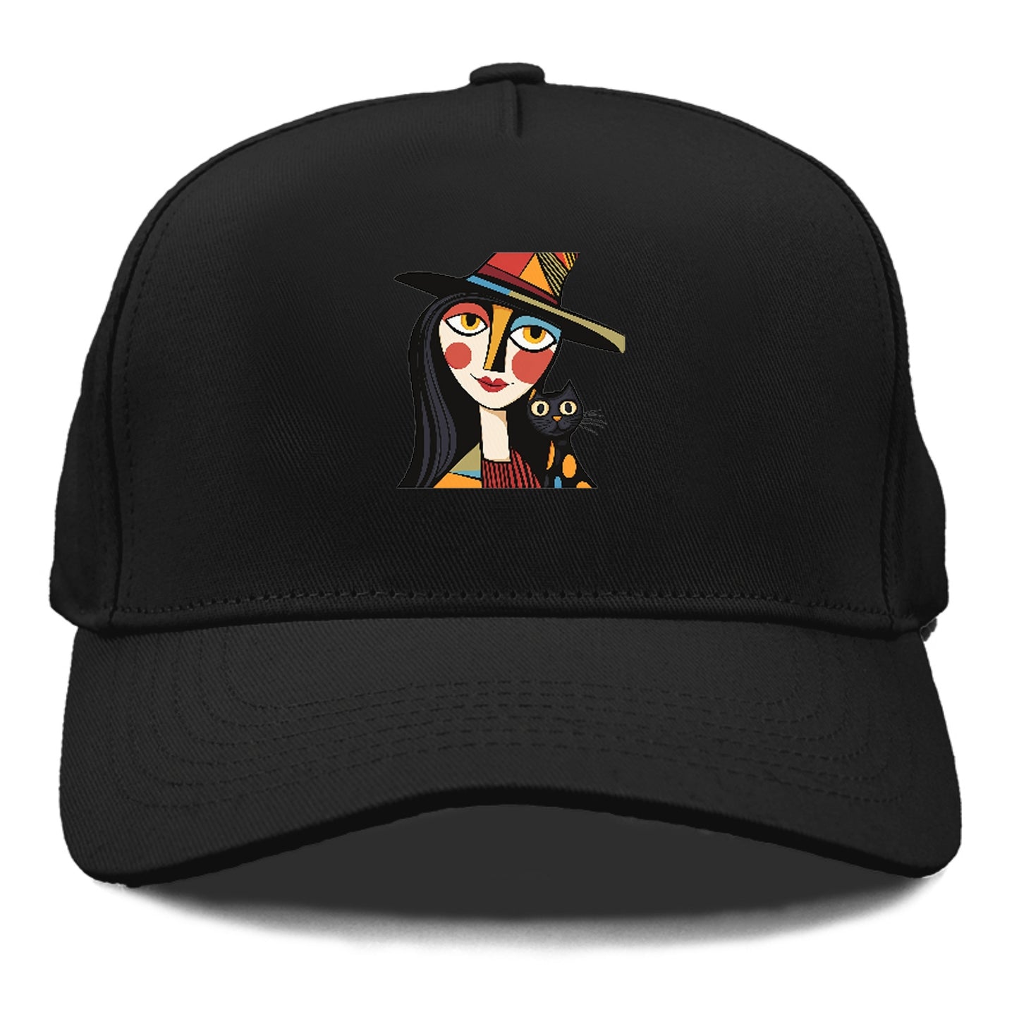 Stylized Witch with Cat 2 Hat