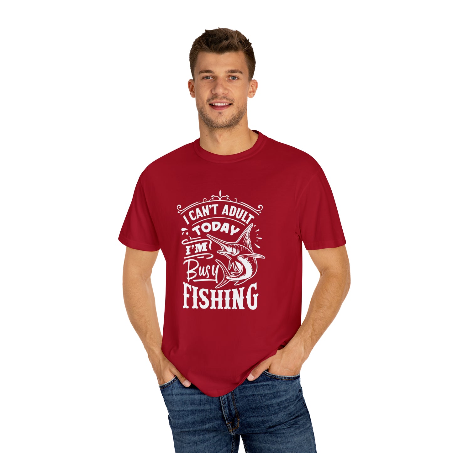 Camiseta "Hoy no soy adulto, estoy ocupado pescando"